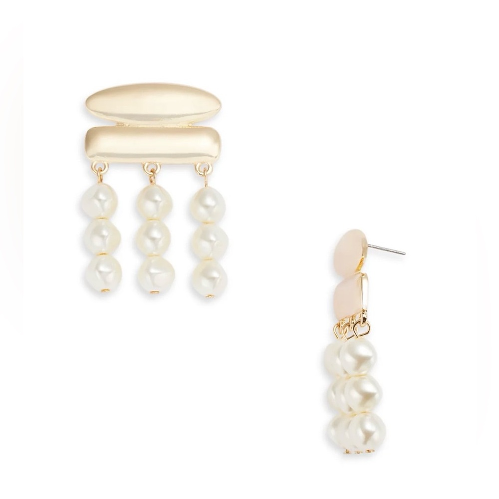 Aqua Gold Earrings with Pearl Accents